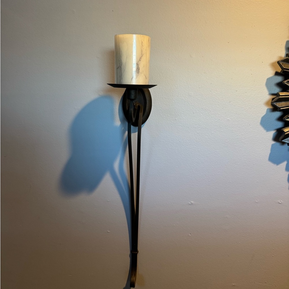 Chic Black Wall Sconce with Cream Candle